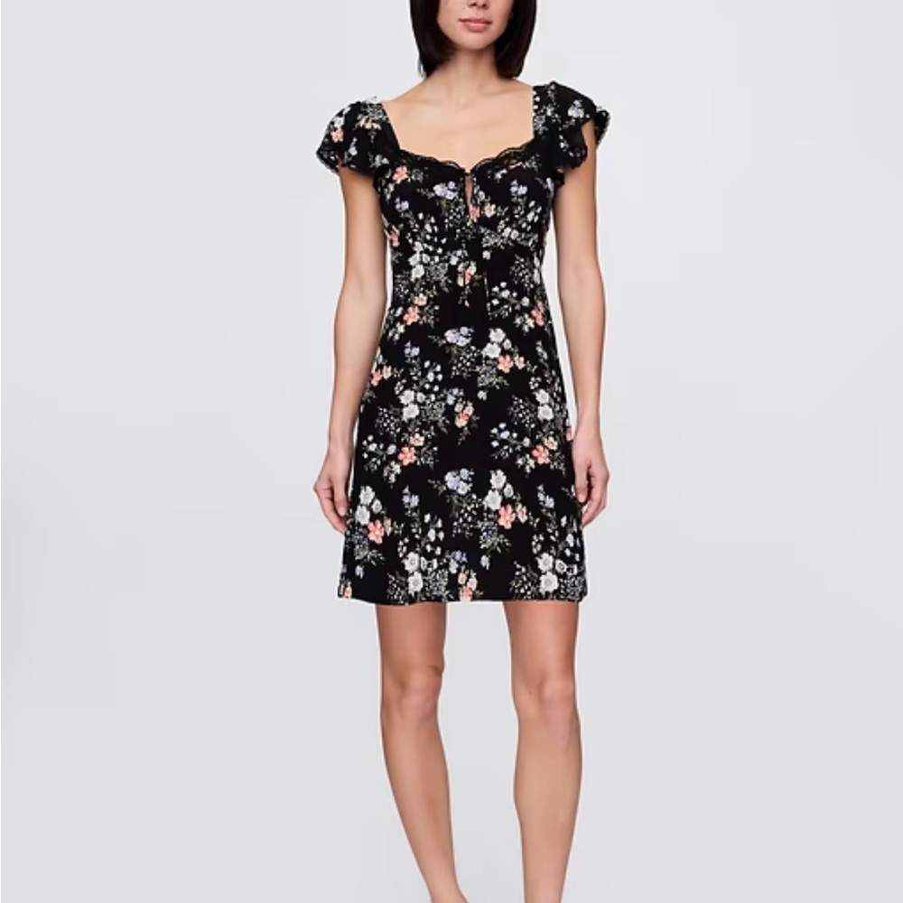 GAP Floral Print Black Mini Dress